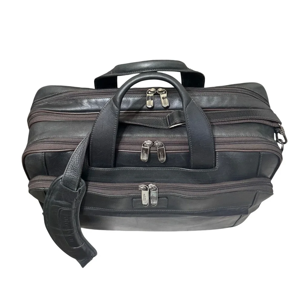 Hartmann Briefcase Mens Large Black Vintage Leather Laptop Messenger‎ Bag